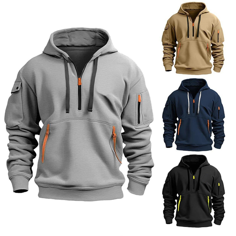 Zip Multi-pocket Pullover Sports Casual hoodie