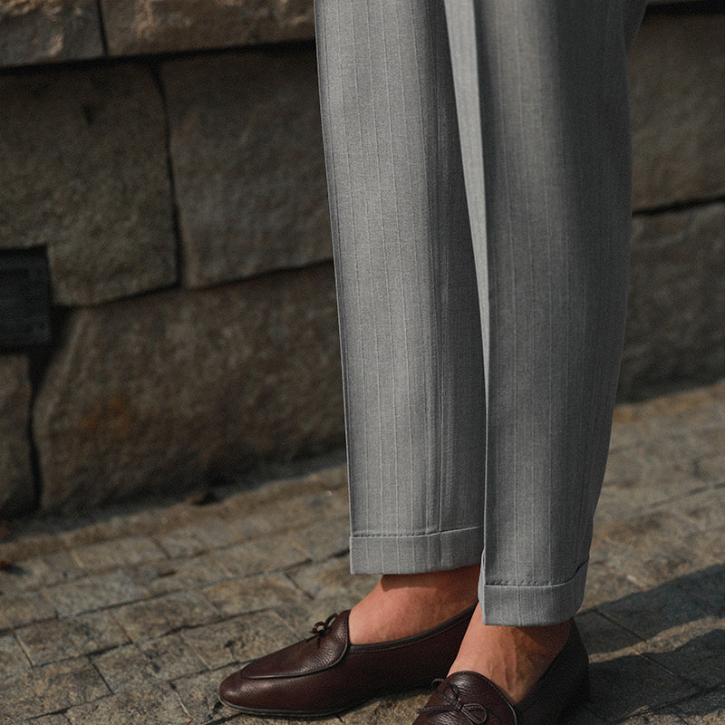 Massismo Pinstripe Pleated Trousers