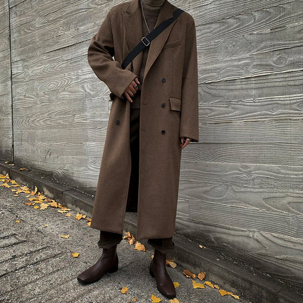 Men's Long Thick And Loose Woolen Coat