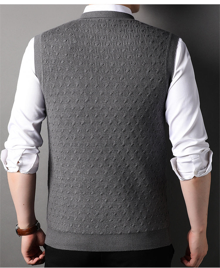 Autumn New Men's Round Neck Sleeveless Sweater Knitted Vest