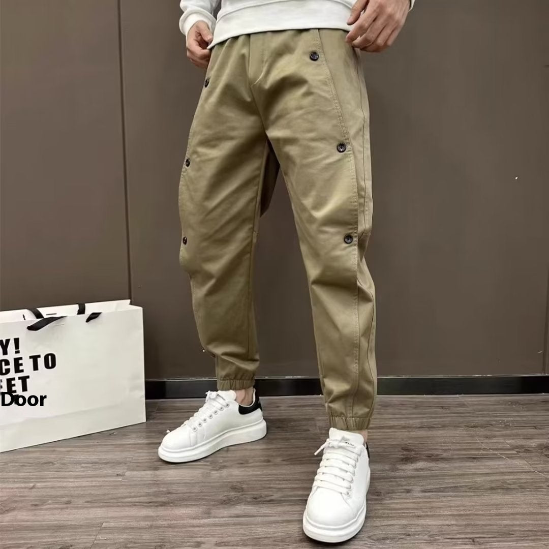 Men's Casual Fashionable All-match Solid Color Breasted Stitching Loose sweatpants