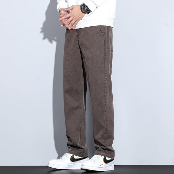 Men's Elastic Waist Solid Color Loose Drooping Casual Pants