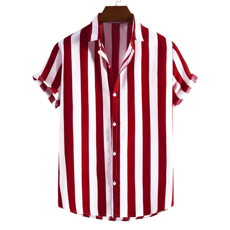 Summer Men's Striped Short-sleeved Shirt