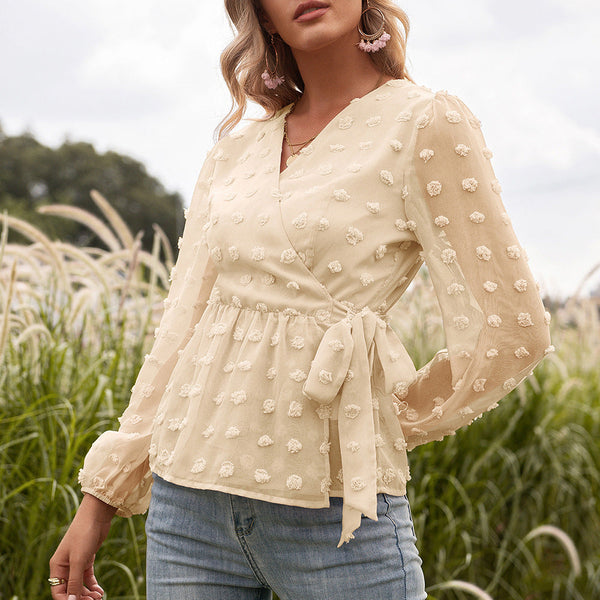 Jacquard Long-sleeved Blouse