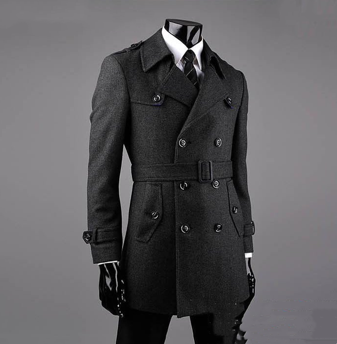 Young And Middle-aged Cashmere Tweed Trench Coat men