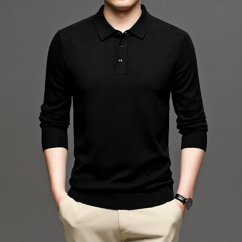 Men's Casual Business Lapel Wool T-shirt