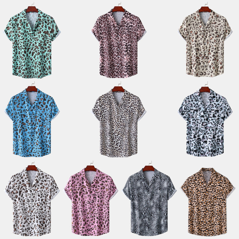 Summer Hawaii Beach Leopard Print Flower Shirt