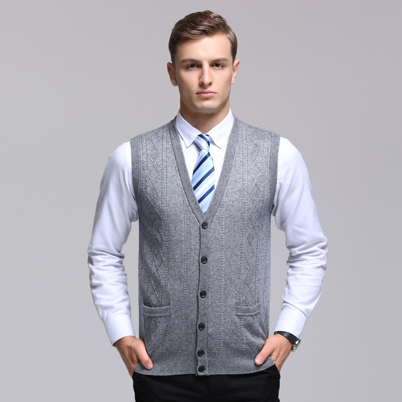 Men's Wool Knitted Middle-aged Vest