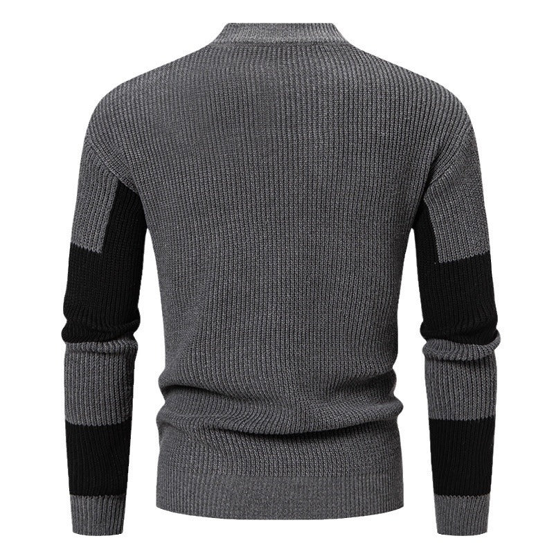 Maglione casual da uomo con collo alto e colori coordinati