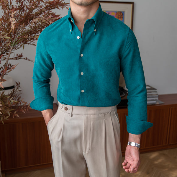 Thick Warm Gentleman's Large Pointed Collar Retro Shirt
