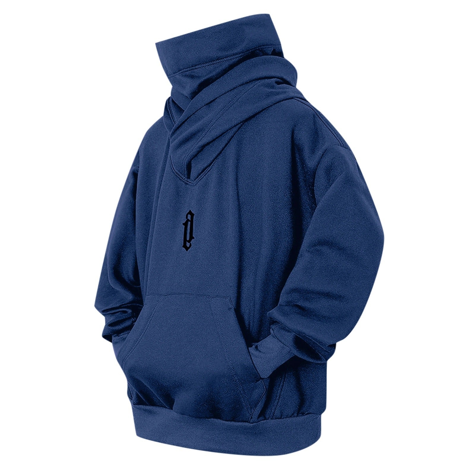 Pull à capuche ample et décontracté à col montant pour homme