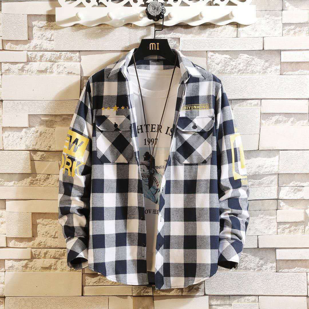 Men Casual Slim Fit Plaid Shirt