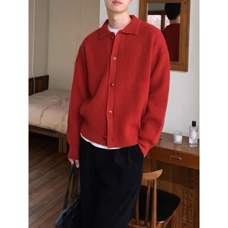 Handsome Idle Style Knitted Cardigan Casual Unisex sweater jacket