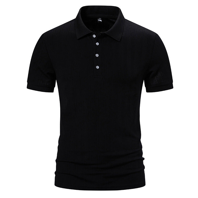 Men's Sunken Stripe Lapel Short Sleeve t-shirt