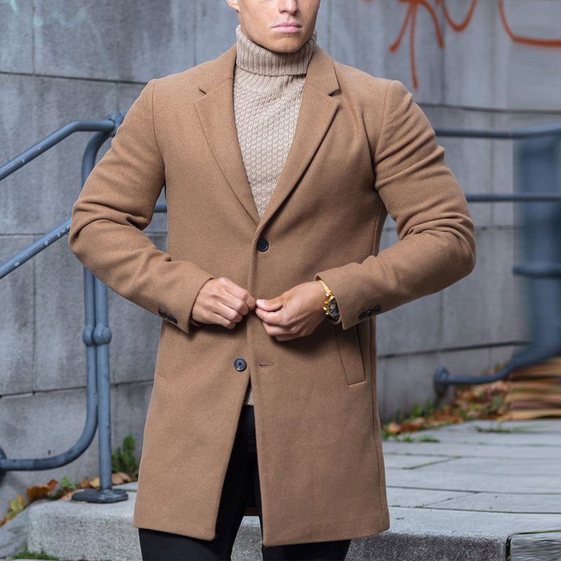 European And American Men's Casual Solid Color Coat