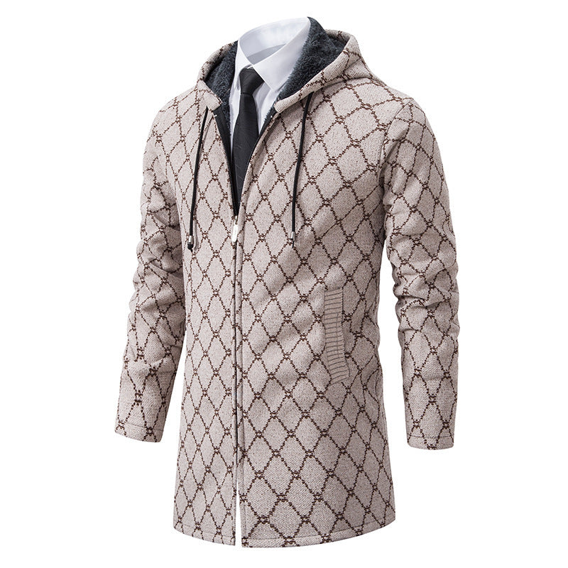 Men's Mid-length Sweater Hooded Coat