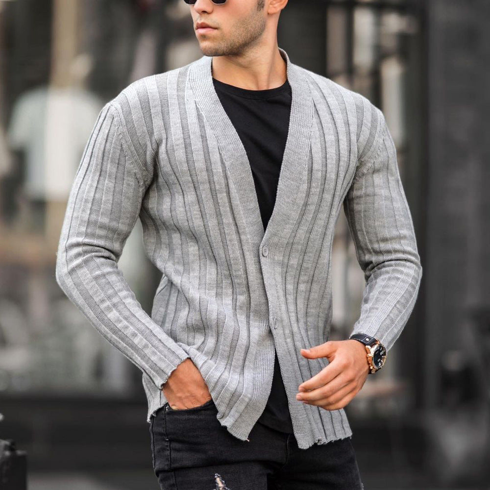 Cardigan Pit Strip Maglione Casual Slim Lavorato a Maglia