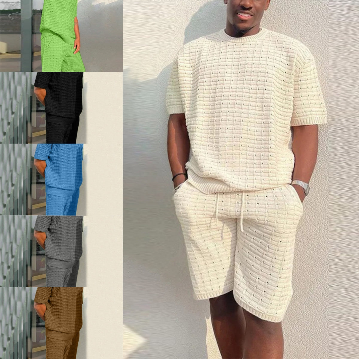 Men's Summer 2 Pieces Shirt And Short Set