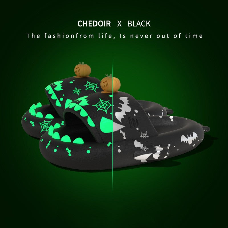 Halloween And Christmas Shoes Ins Luminous Shark Slippers Couple