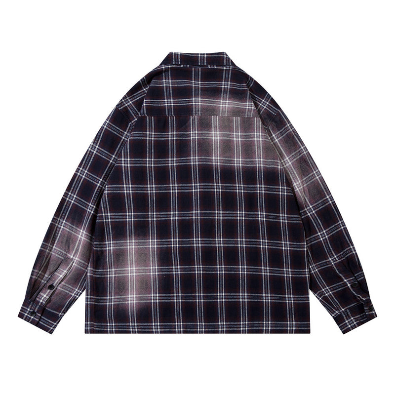 Men's Casual Loose Inkjet Plaid Shirt