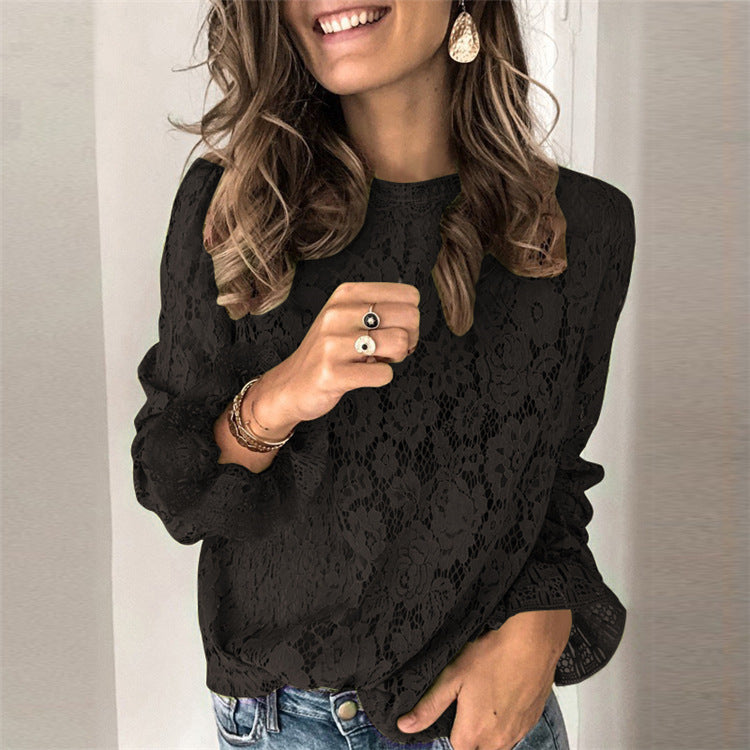 Hollow lace shirt women