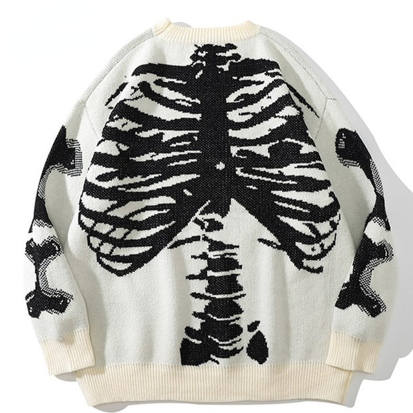 Skull Round Neck Long Sleeve Men And Women Sweater