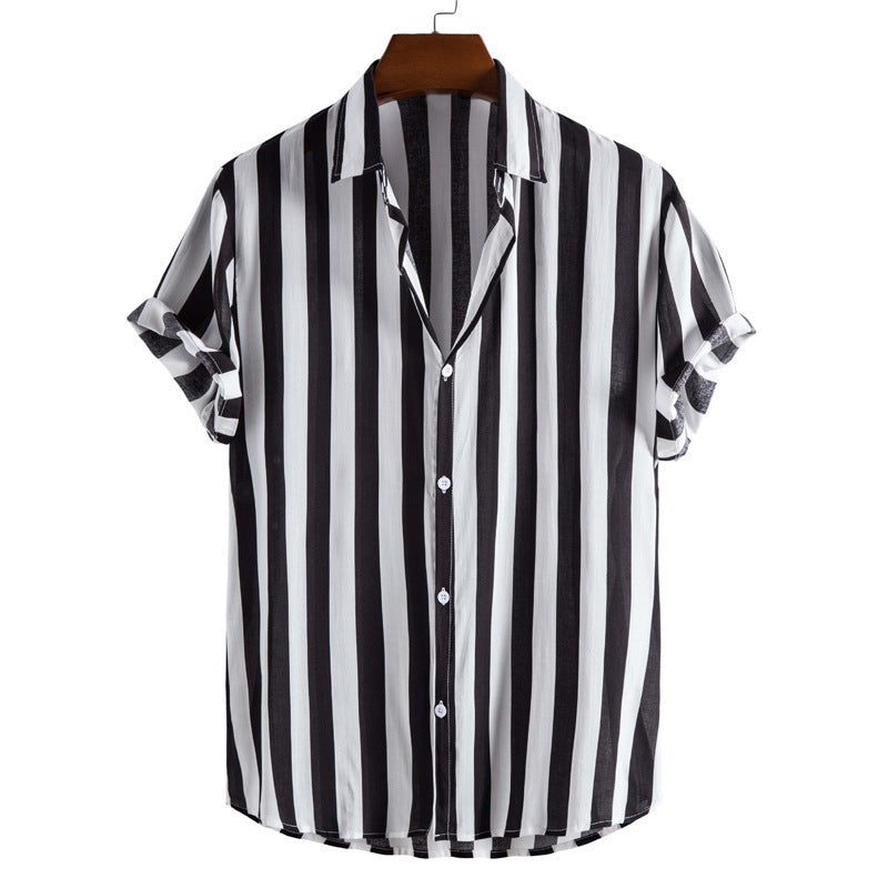 Summer Men's Striped Short-sleeved Shirt