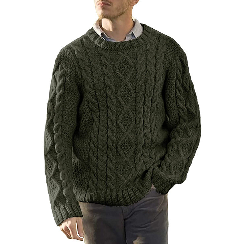 Men's American Solid Color Round Neck sweater