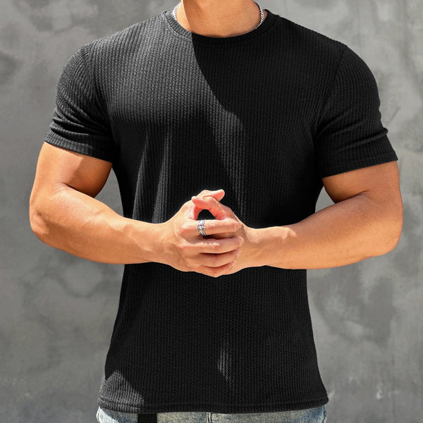 Camiseta de manga corta texturizada de secado rápido para hombre