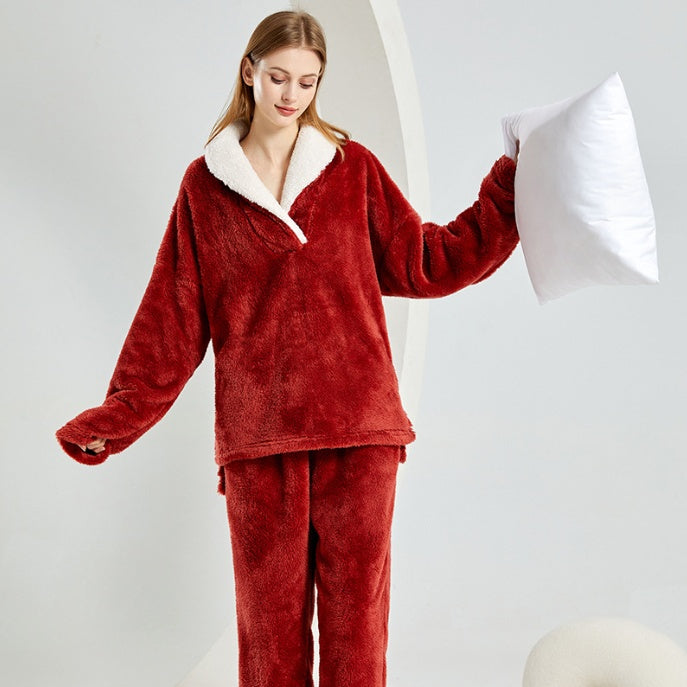 Flannel Pajamas Set Thickening Couples pajamas