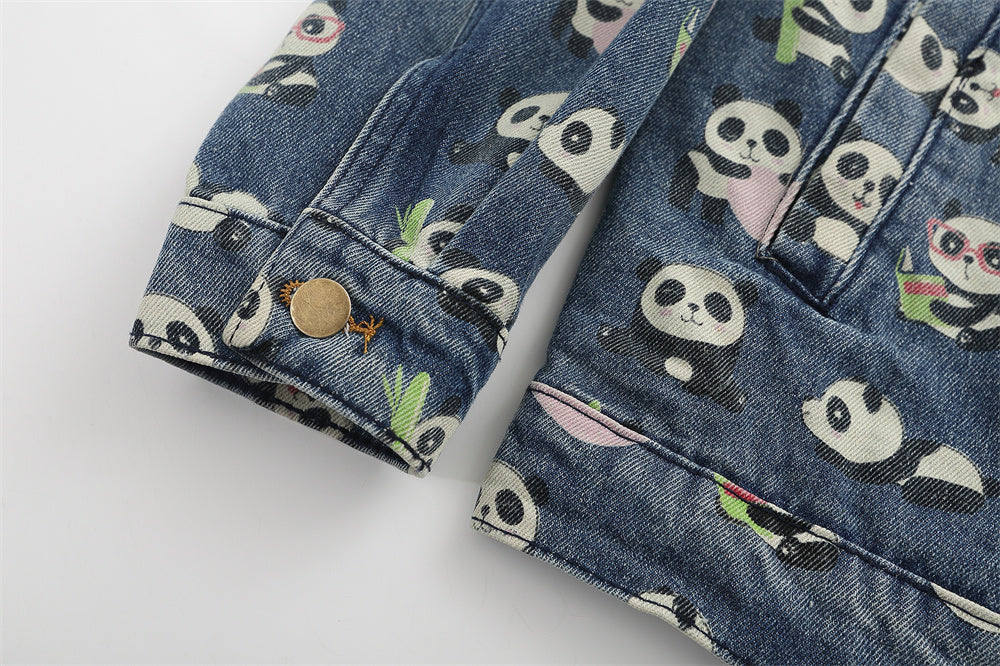 Cartoon Lesser Panda Printed Denim jacket