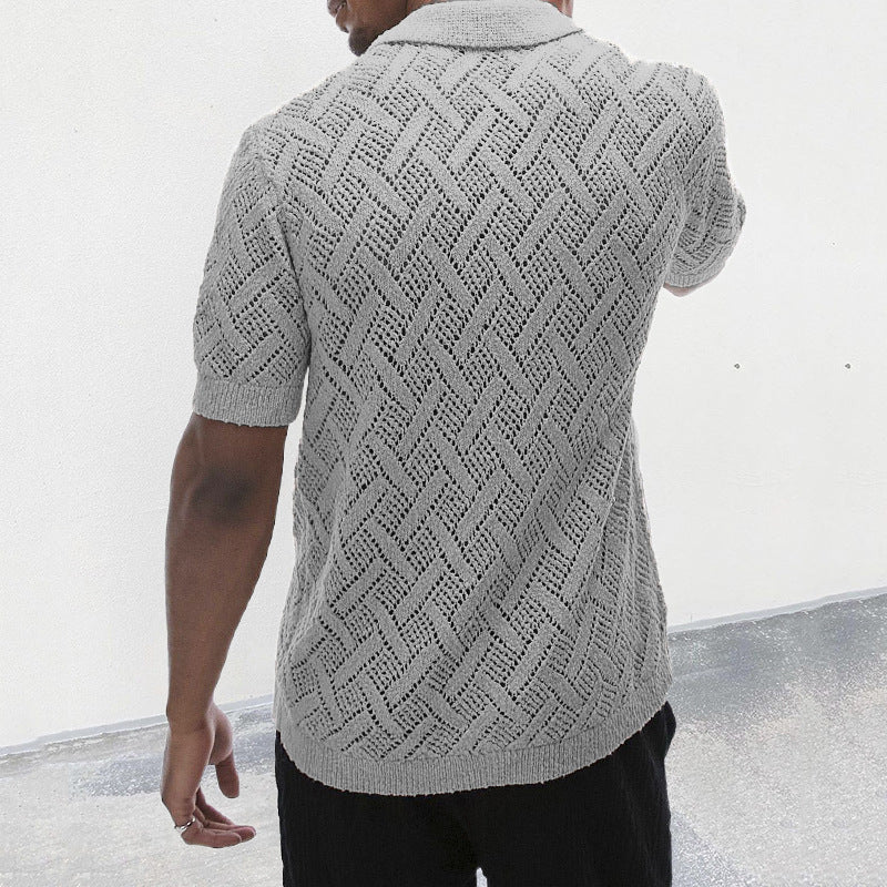 Short-sleeved Hollow Sweater Men