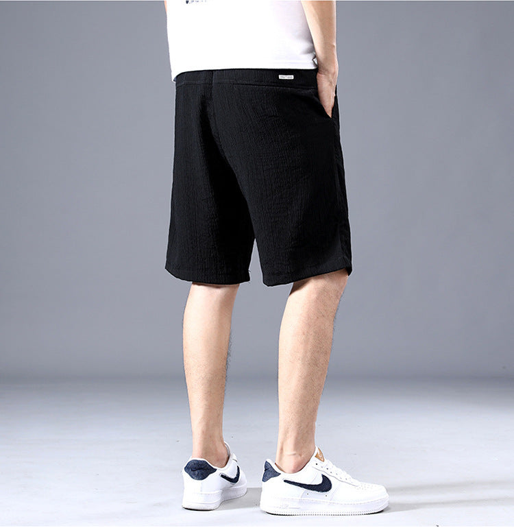 Summer Ice Silk Shorts Men's Thin Sports Quick-drying Knee Length Pants