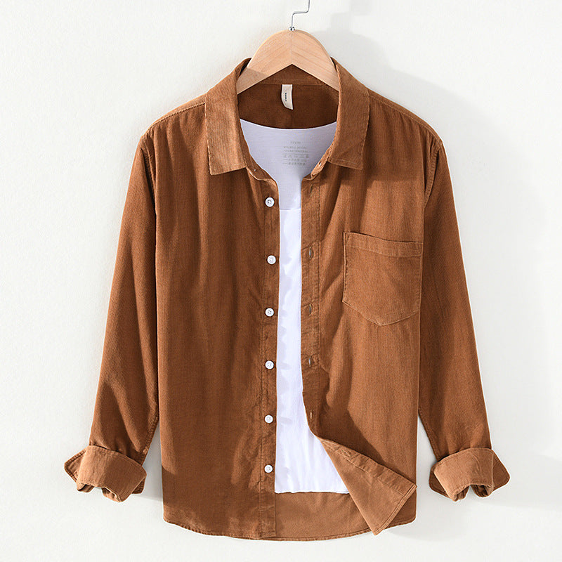 Corduroy Long-Sleeved Lapel Shirt