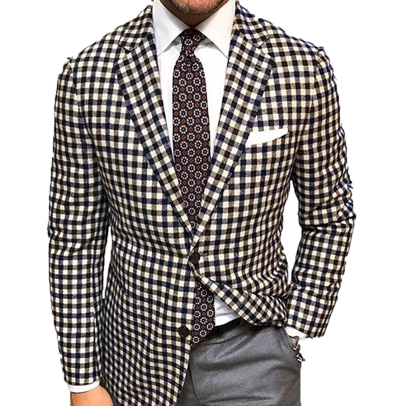 Plaid Casual Suit Jacket for men