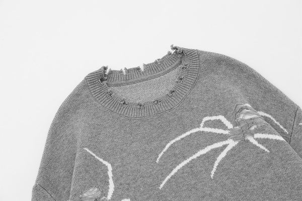 American Street Ripped Spider Damaged Sweater
