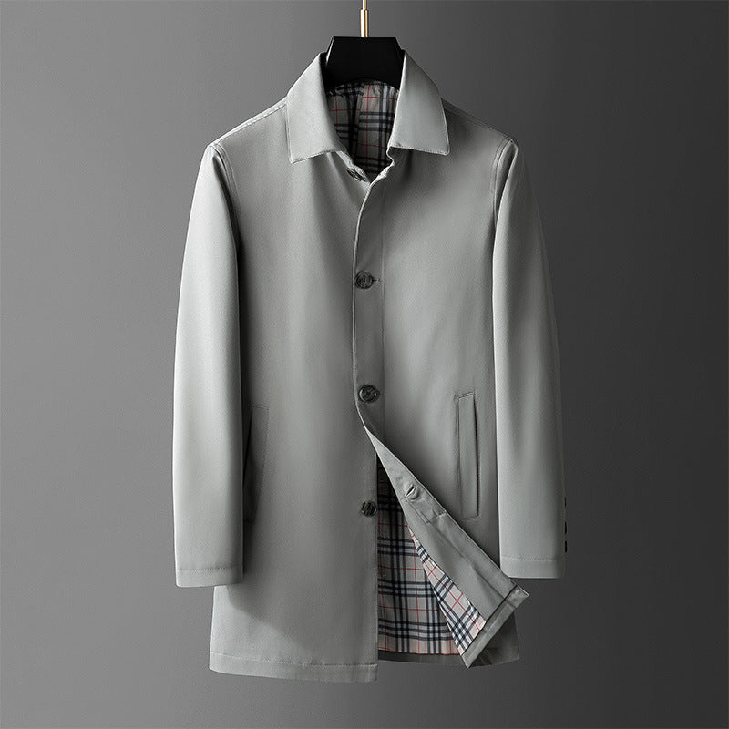 Men's Mid-length Casual Loose Trench Coat