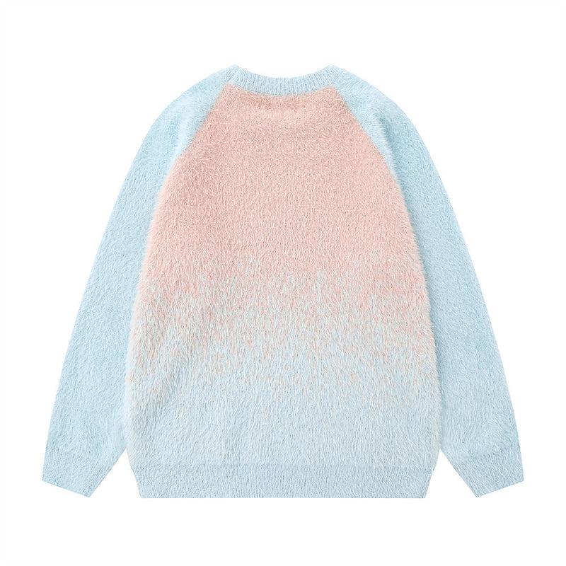 Gradient Mink-like Round Neck Sweater