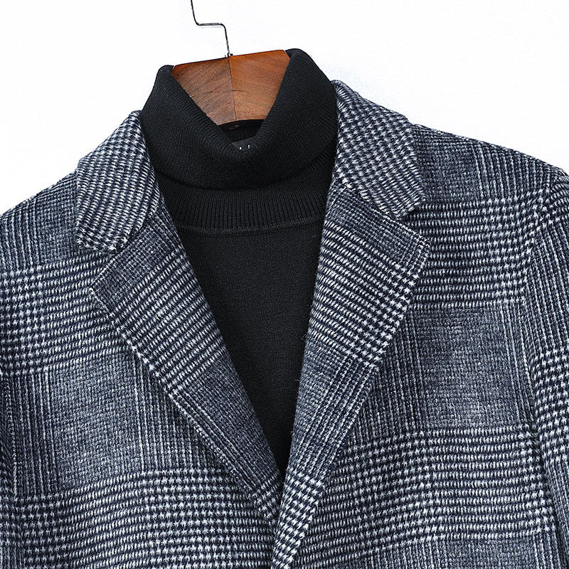 Men's Plaid Double-sided Woolen trench Coat