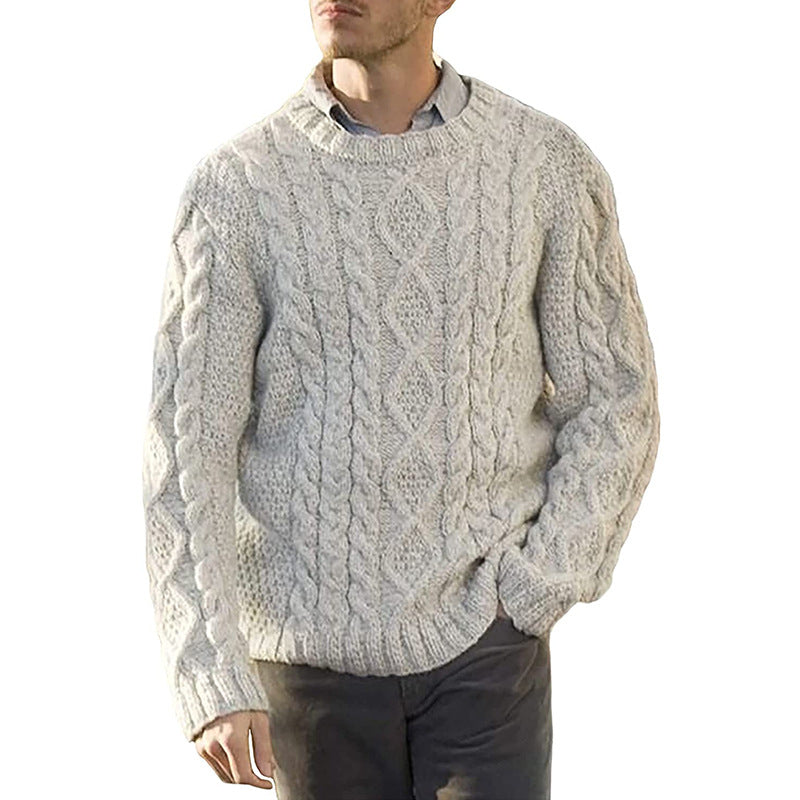 Men's American Solid Color Round Neck sweater