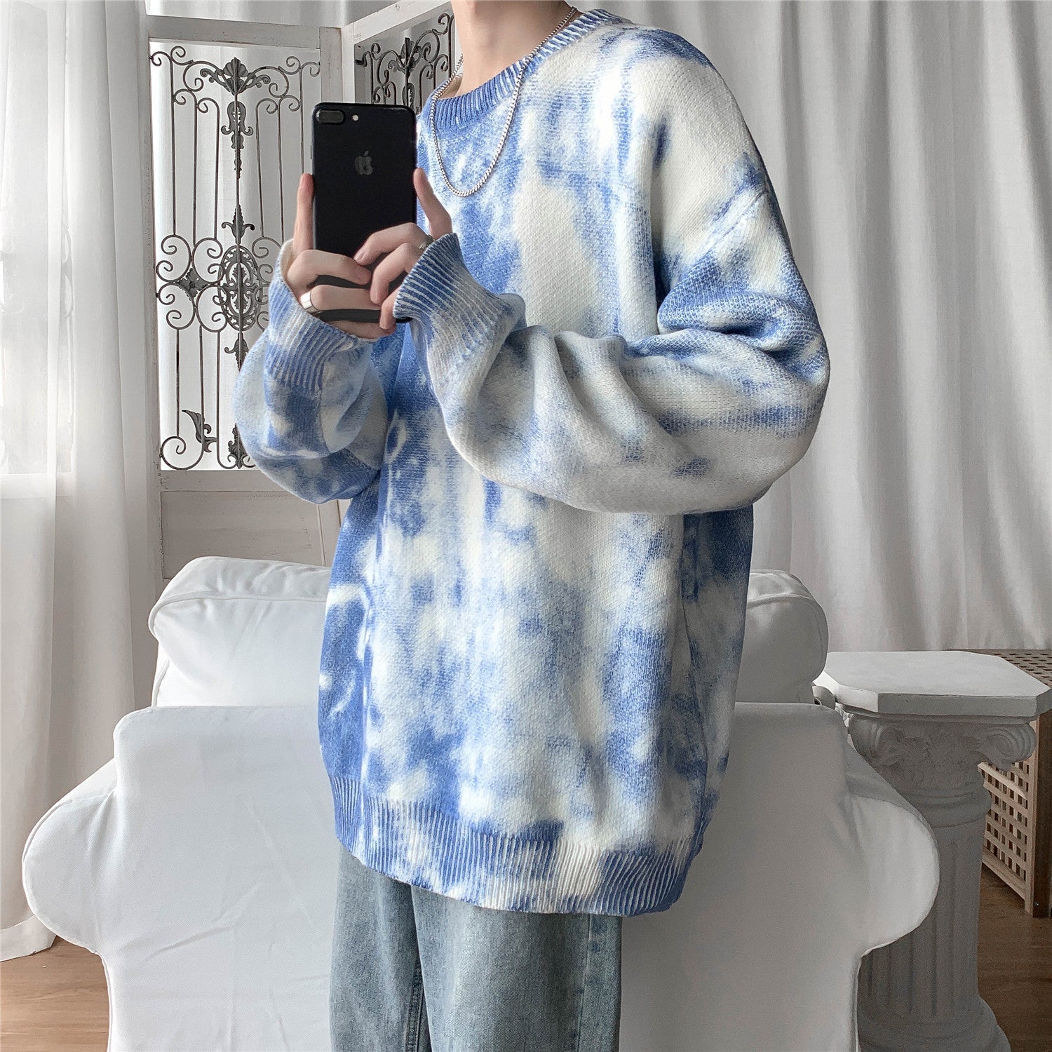 Maglione con stampa sfumata tie-dye