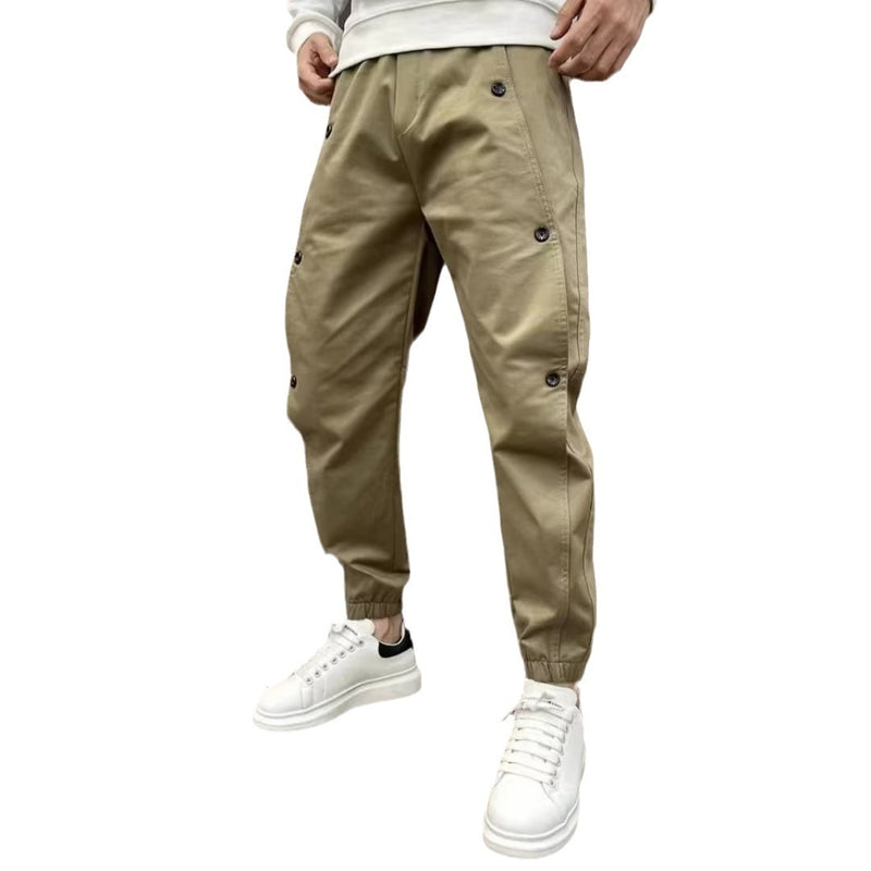 Men's Casual Fashionable All-match Solid Color Breasted Stitching Loose sweatpants