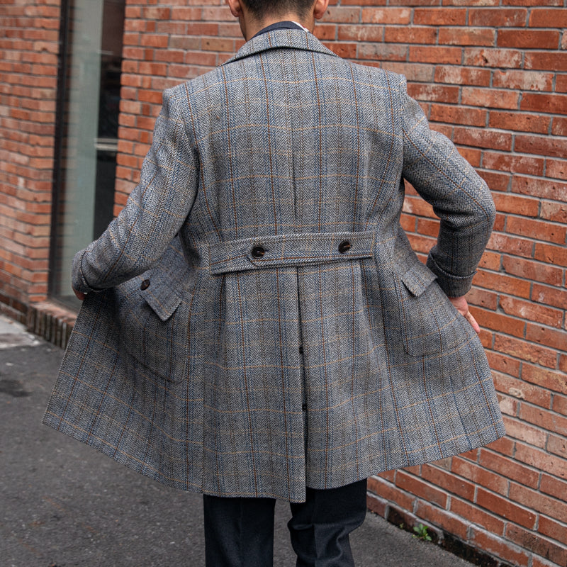 Retro Wool Plaid Polo trench Coat