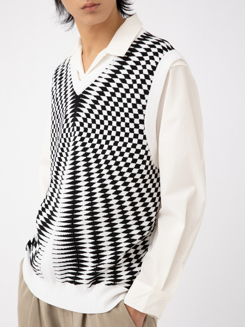 Japanese Retro V-neck Sweater Vest Abstract