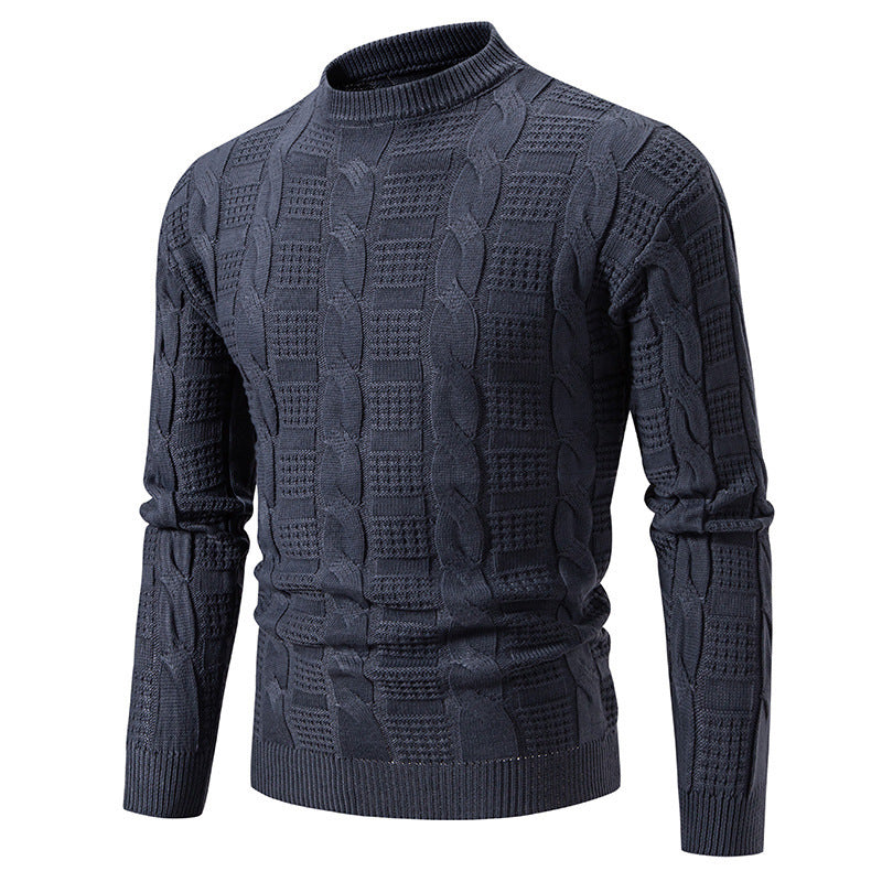 Pull en maille torsadée à col rond pour homme