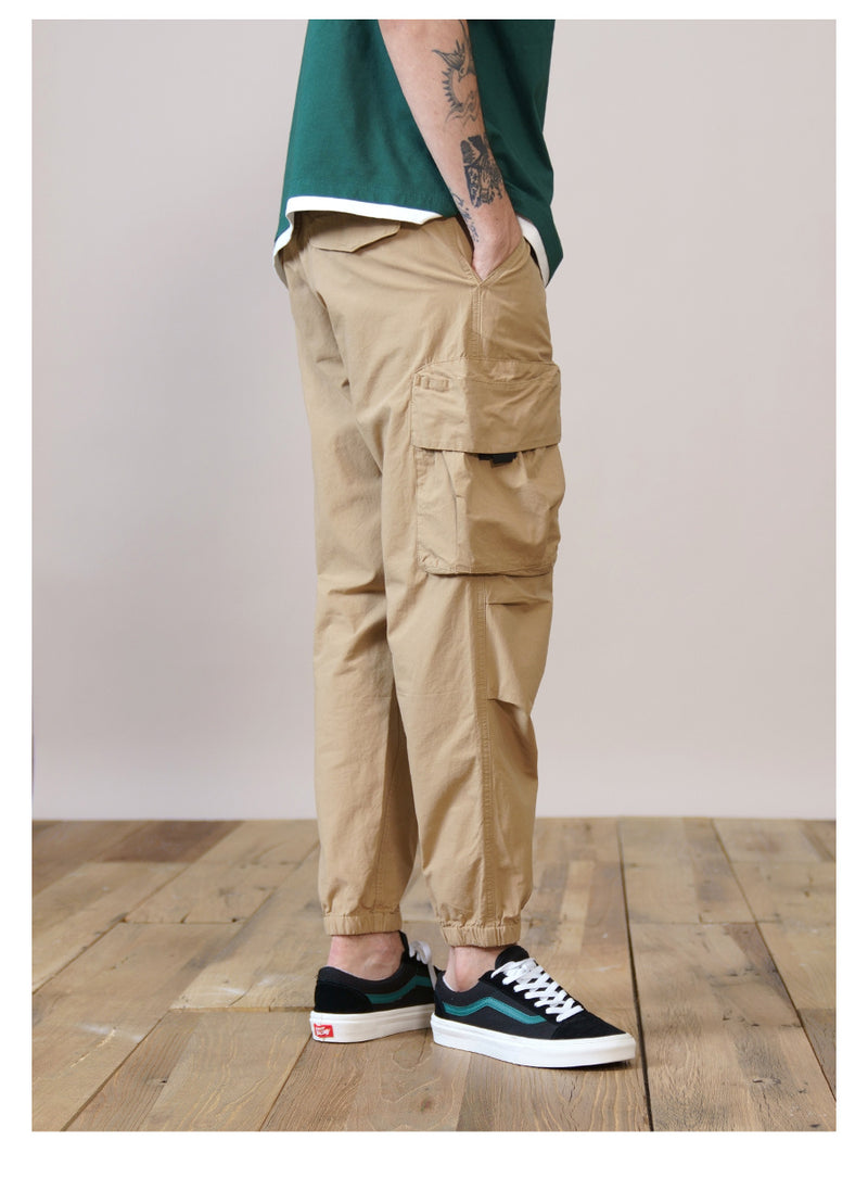 Autumn Multi-bag Tooling Casual Cropped Trousers Men