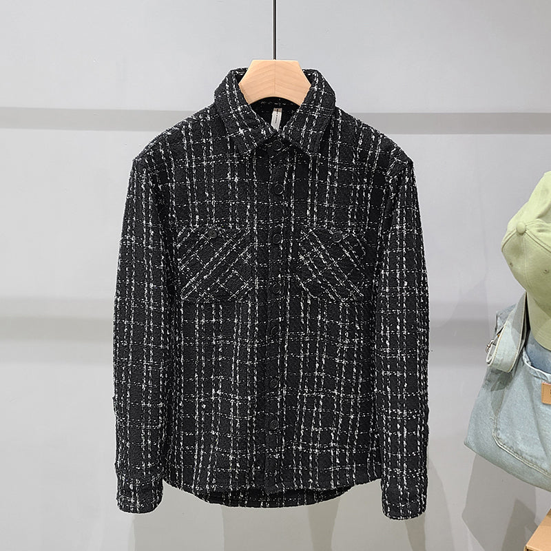 Plaid Tweed Shirt Jacket For Men