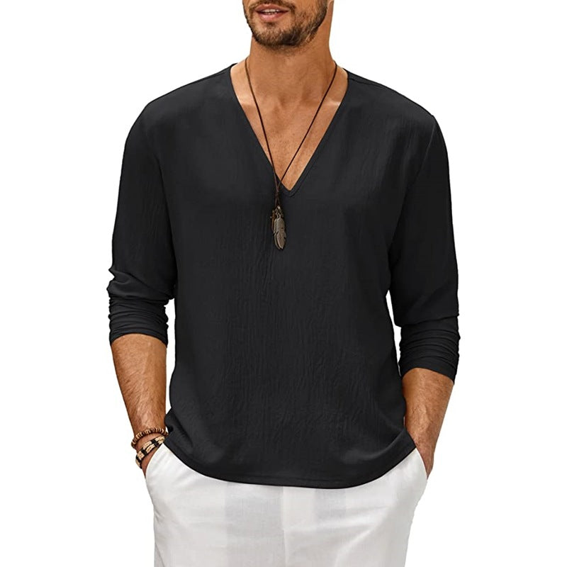 Men's Solid Color Long Sleeve Casual T-Shirt