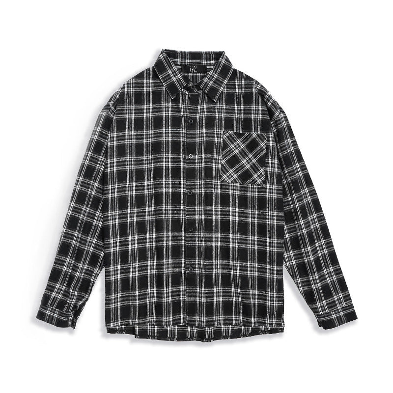 Literary Retro Long Sleeve Shirt Men's Plaid Jacket