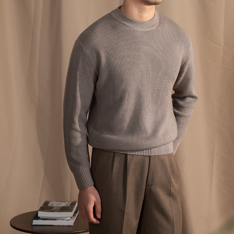 Casuale Ribbed Knit Wool Blend Sweater